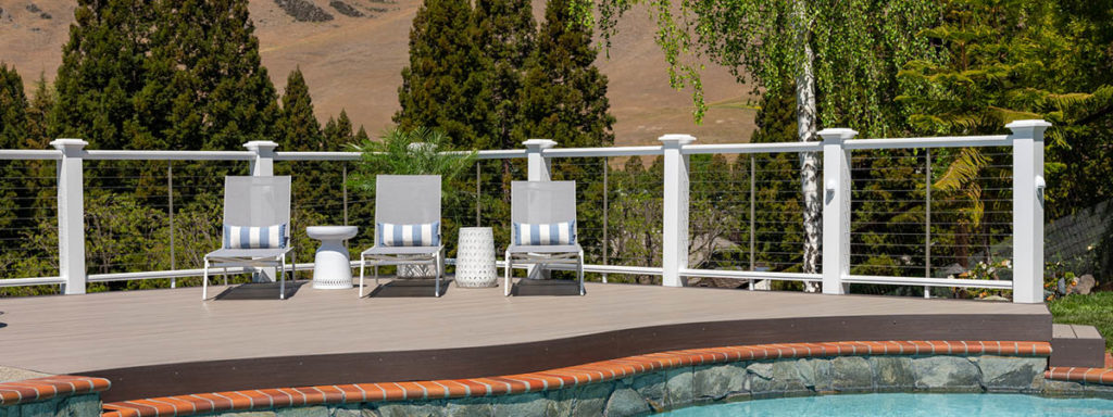Fire resistant decking on a California home with a pool
