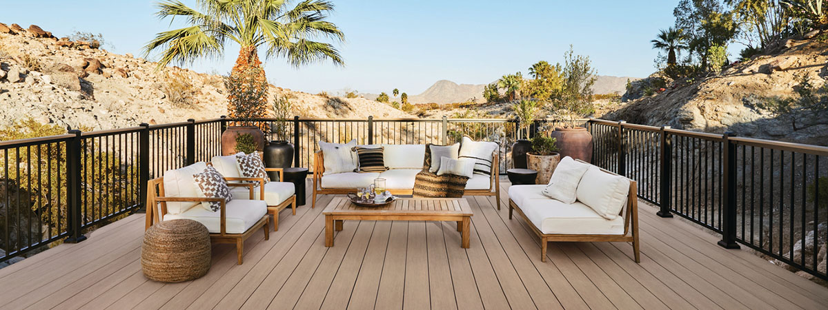 Fire resistant decking in a desert landscape