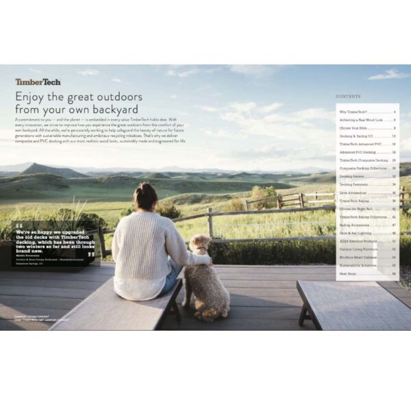 TimberTech Outdoor Living Source Book preview of table of contents page