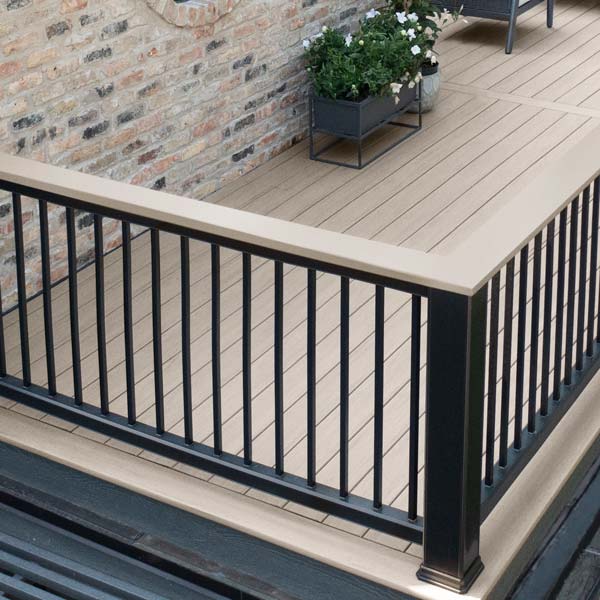 Close-up shot of the railing used on Elizabeth and Scott's second story deck