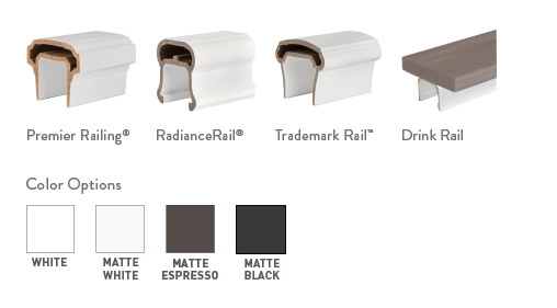 Four top rail and color options available in the Classic Composite Series
