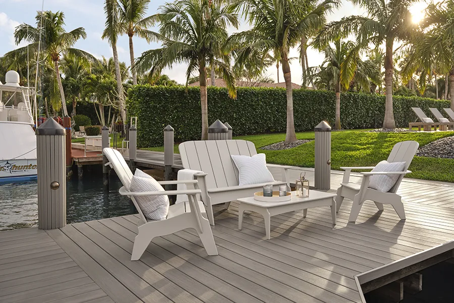 Ken Dukes patio furniture on his Vintage Collection in Coastline dock and deck