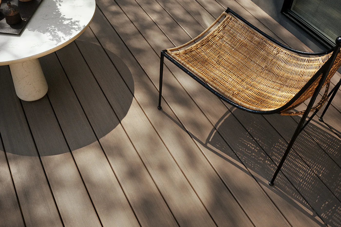 Detail shot of the English Walnut decking