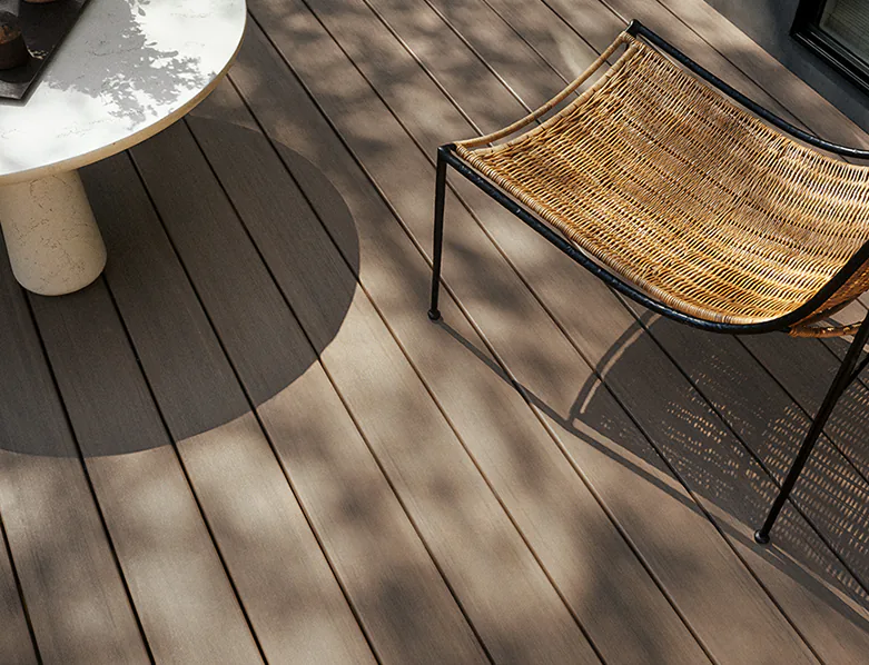 Detail shot of the English Walnut decking