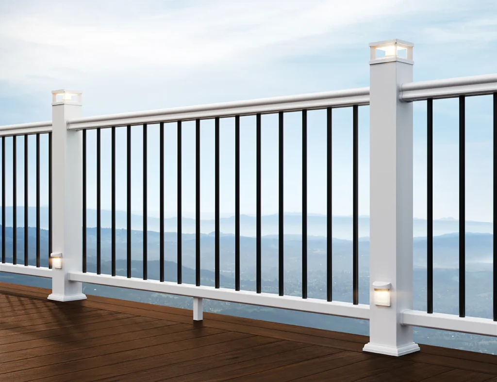 Advantage Rail in Matte White with Square Metal Balusters